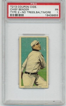  T213 Coupon Cigarettes Chief Bender Type 2 (No Trees, Baltimore)PSA 1